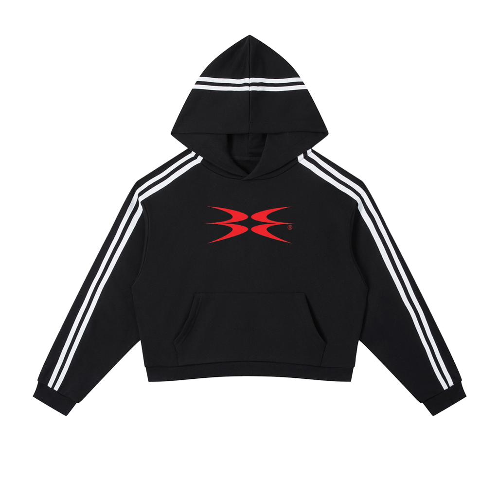 Contrast Side Stripe Cropped Hoodie